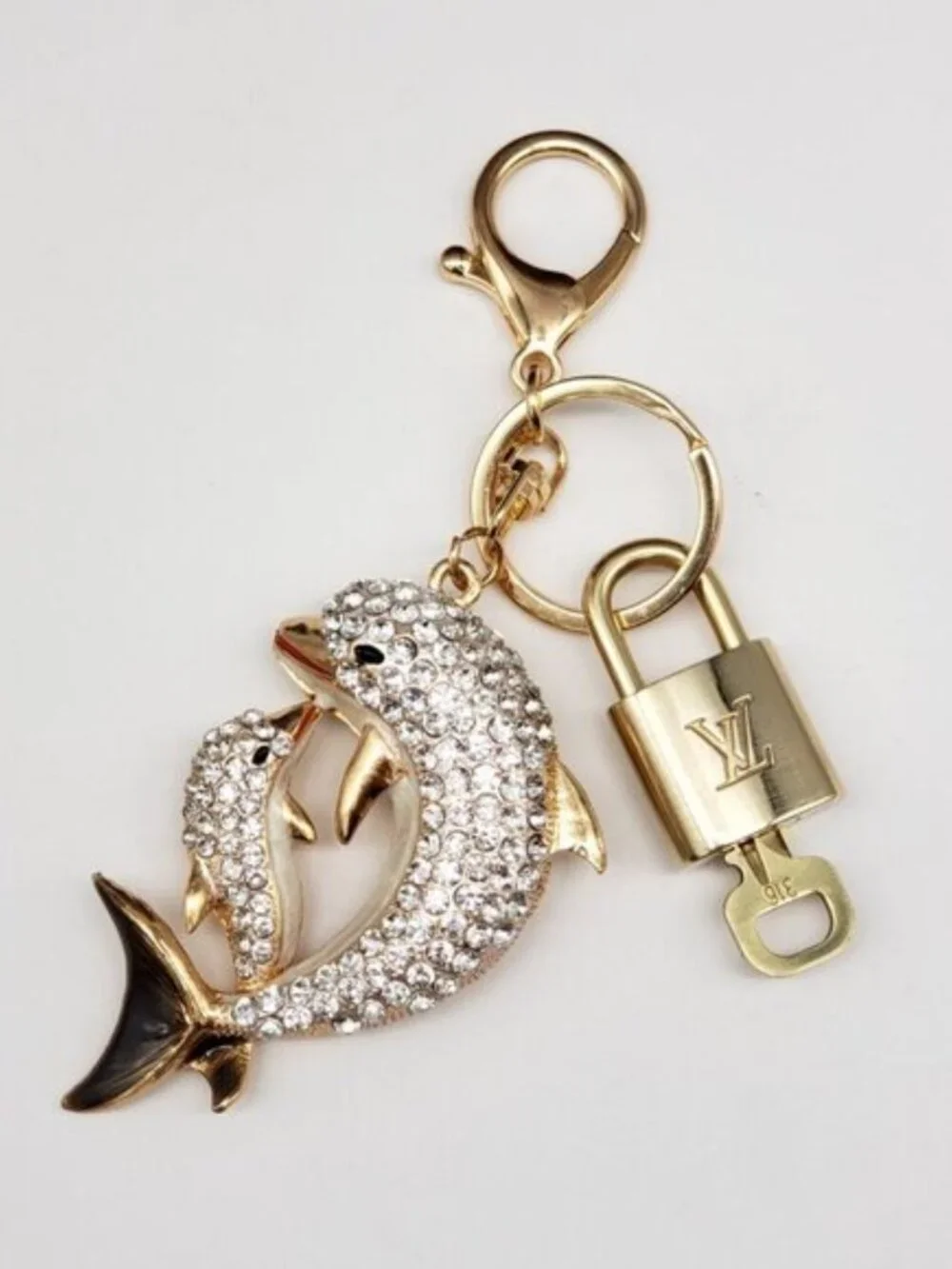 Authentic Louis Vuitton Lock & Key Gold ✨ Unbranded Dolphin Bag Charm LV